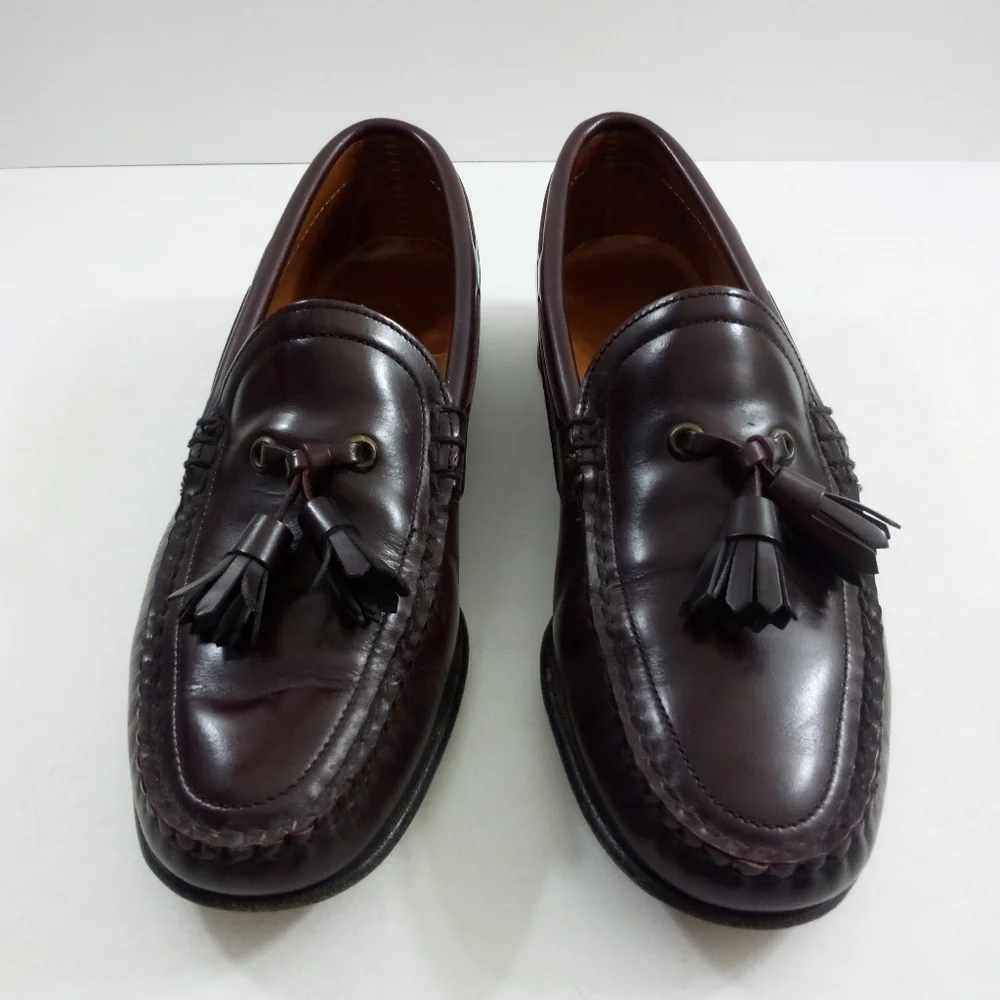 Nettleton Women 6.5 Narrow Luxury Vintage Tassel Burgundy Leather Loafers 12582 - Picture 2 of 8